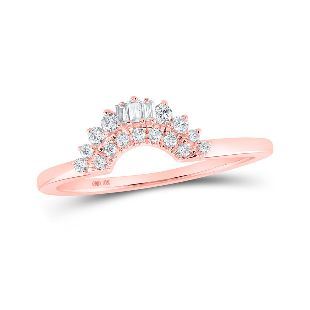 Wedding Collection | 10kt Rose Gold Womens Baguette Diamond Wrap Enhancer Wedding Band 1/6 Cttw | Splendid Jewellery GND
