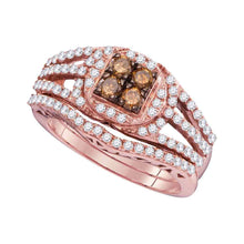 Load image into Gallery viewer, Captivating Brown Diamond Rose Gold Wedding Ring Set Top View from Splendid Jewellery