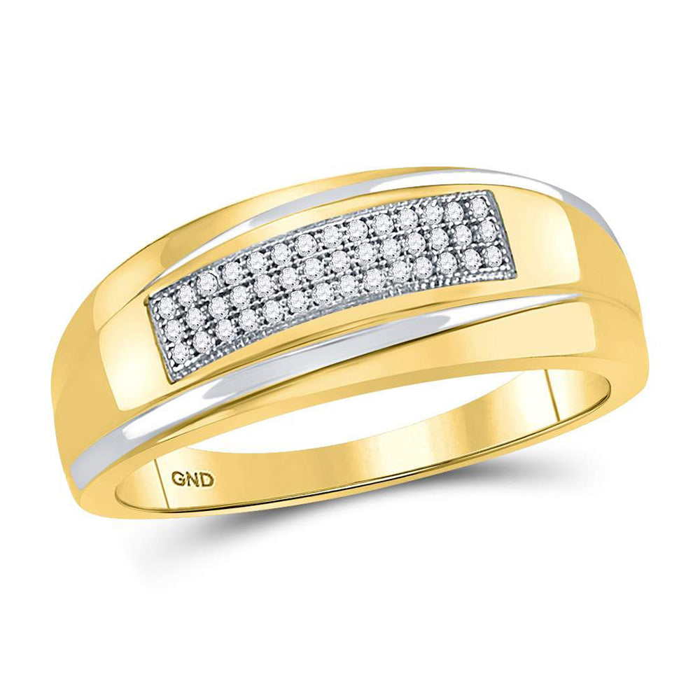 Wedding Collection | 10kt Two-tone Gold Mens Round Diamond Wedding Band Ring 1/8 Cttw | Splendid Jewellery GND