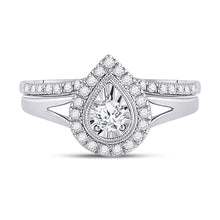 Load image into Gallery viewer, Radiant Love: 10kt Two-tone Gold Diamond Bridal Wedding Ring Band Set - Alternate view 2 from Splendid Jewellery