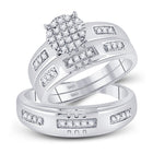 Sparkling Love: 10kt White Gold His Hers Round Diamond Cluster Wedding Set - Alternate view 1 from Splendid Jewellery