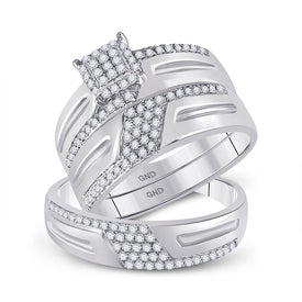 Eternal Love 10kt White Gold His Hers Round Diamond Square Matching Wedding Set 1/2 Cttw - Alternate view 1 from Splendid Jewellery