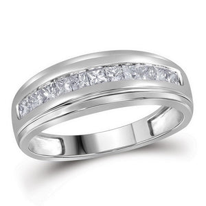 Wedding Collection | 10kt White Gold Mens Princess Diamond Single Row Wedding Band Ring 1/2 Cttw | Splendid Jewellery GND