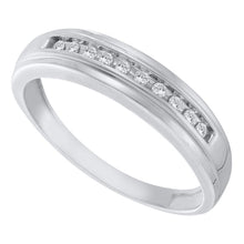 Load image into Gallery viewer, Eternal Brilliance: 10kt White Gold Men&#39;s Channel-set Diamond Wedding Band Top View from Splendid Jewellery