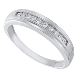 Eternal Brilliance: 10kt White Gold Men's Channel-set Diamond Wedding Band Top View from Splendid Jewellery
