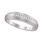 Sophisticated Brilliance: 10kt White Gold Men's Diamond Ridge Wedding Band Top View from Splendid Jewellery