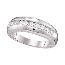 Load image into Gallery viewer, Eternal Love: 10kt White Gold Men&#39;s Round Diamond Wedding Band - A Timeless Symbol of Commitment Top View from Splendid Jewellery