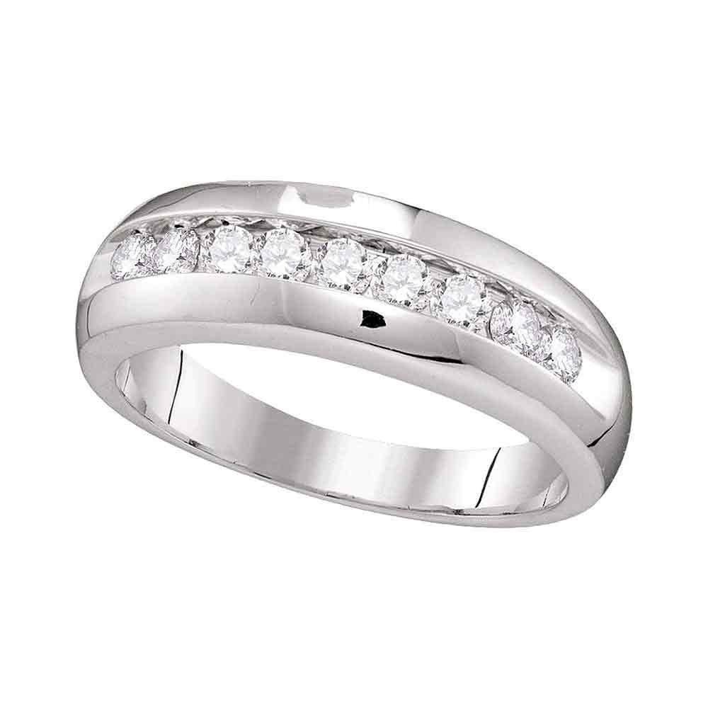 Wedding Collection | 10kt White Gold Mens Round Diamond Single Row Wedding Anniversary Band Ring 1/2 Cttw | Splendid Jewellery GND