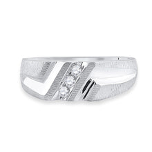 Load image into Gallery viewer, Timeless Love: 10kt White Gold Men&#39;s Round Diamond Wedding Band Ring Top View from Splendid Jewellery