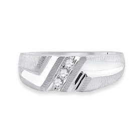 Timeless Love: 10kt White Gold Men's Round Diamond Wedding Band Ring Top View from Splendid Jewellery