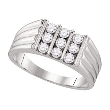 Load image into Gallery viewer, Timeless Love 10kt White Gold Men&#39;s Diamond Wedding Band Ring - A Symbol of Eternal Commitment Top View from Splendid Jewellery