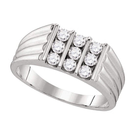 Timeless Love 10kt White Gold Men's Diamond Wedding Band Ring - A Symbol of Eternal Commitment Top View from Splendid Jewellery
