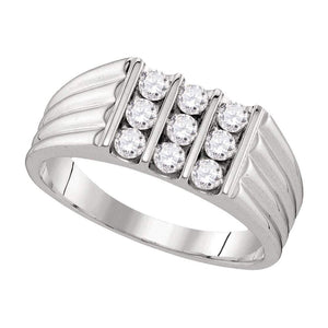 Wedding Collection | 10kt White Gold Mens Round Diamond Wedding Band Ring 3/4 Cttw | Splendid Jewellery GND