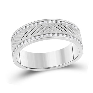Wedding Collection | 10kt White Gold Mens Round Diamond Wedding Machine Set Band Ring 1/2 Cttw | Splendid Jewellery GND