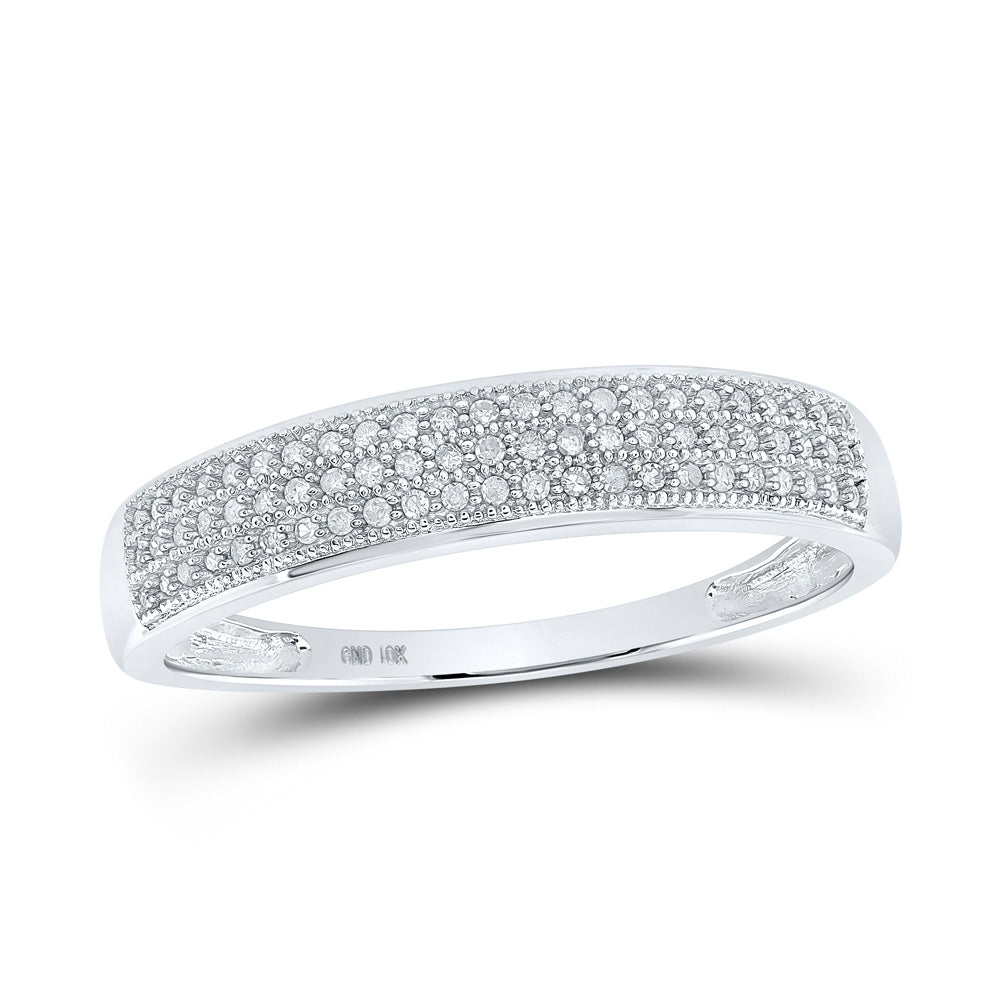 Wedding Collection | 10kt White Gold Mens Round Diamond Wedding Pave Band Ring 1/5 Cttw | Splendid Jewellery GND