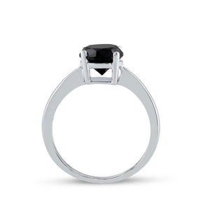 Wedding Collection | 10kt White Gold Round Black Color Enhanced Diamond Solitaire Bridal Wedding Ring 2 Cttw | Splendid Jewellery GND