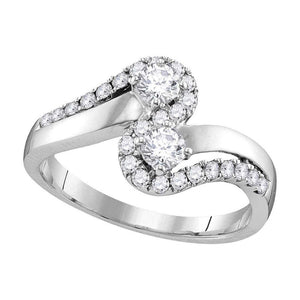 Wedding Collection | 10kt White Gold Round Diamond 2-stone Bridal Wedding Engagement Ring 3/4 Cttw | Splendid Jewellery GND