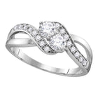 Eternal Love 10kt White Gold Round Diamond 2-stone Bridal Wedding Engagement Ring Top View from Splendid Jewellery