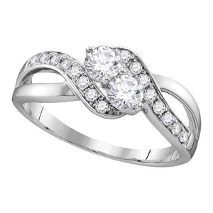 Wedding Collection | 10kt White Gold Round Diamond 2-stone Bridal Wedding Engagement Ring 5/8 Cttw | Splendid Jewellery GND