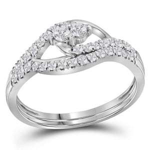 Wedding Collection | 10kt White Gold Round Diamond 2-Stone Bridal Wedding Ring Band Set 1/2 Cttw | Splendid Jewellery GND
