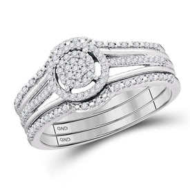 Eternal Brilliance 10kt White Gold Diamond Wedding Ring Set Top View from Splendid Jewellery