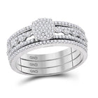 Splendid Jewellery 10kt White Gold Round Diamond Cluster Bridal Wedding Ring Set Top View from Splendid Jewellery