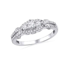 Load image into Gallery viewer, Eternal Love 10kt White Gold Round Diamond 3-stone Bridal Wedding Engagement Ring 1/2 Cttw Top View from Splendid Jewellery