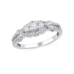 Wedding Collection | 10kt White Gold Round Diamond 3-stone Bridal Wedding Engagement Ring 1/2 Cttw | Splendid Jewellery GND