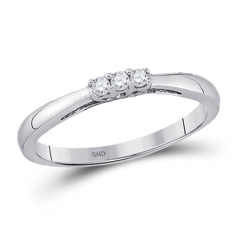 Wedding Collection | 10kt White Gold Round Diamond 3-stone Bridal Wedding Engagement Ring 1/20 Cttw | Splendid Jewellery GND