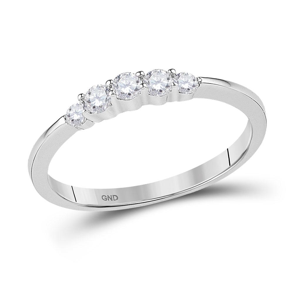 Wedding Collection | 10kt White Gold Round Diamond 5-stone Bridal Wedding Engagement Ring 1/4 Cttw | Splendid Jewellery GND
