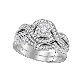 Eternal Love 10kt White Gold Diamond Wedding Ring Set Top View from Splendid Jewellery