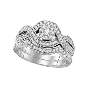 Wedding Collection | 10kt White Gold Round Diamond Bridal Wedding Ring Band Set 1/2 Cttw | Splendid Jewellery GND