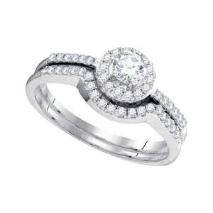 Wedding Collection | 10kt White Gold Round Diamond Bridal Wedding Ring Band Set 1/2 Cttw | Splendid Jewellery GND