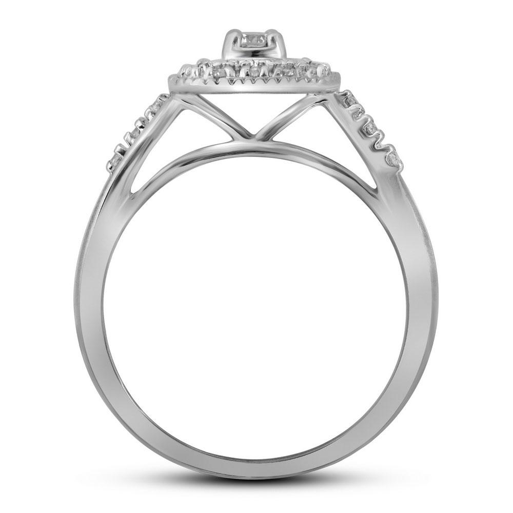 Wedding Collection | 10kt White Gold Round Diamond Bridal Wedding Ring Band Set 1/3 Cttw | Splendid Jewellery GND