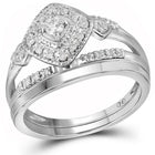 Eternal Love 10kt White Gold Diamond Wedding Ring Band Set Top View from Splendid Jewellery