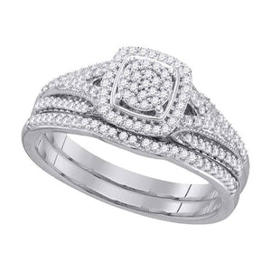 Wedding Collection | 10kt White Gold Round Diamond Bridal Wedding Ring Band Set 1/3 Cttw | Splendid Jewellery GND