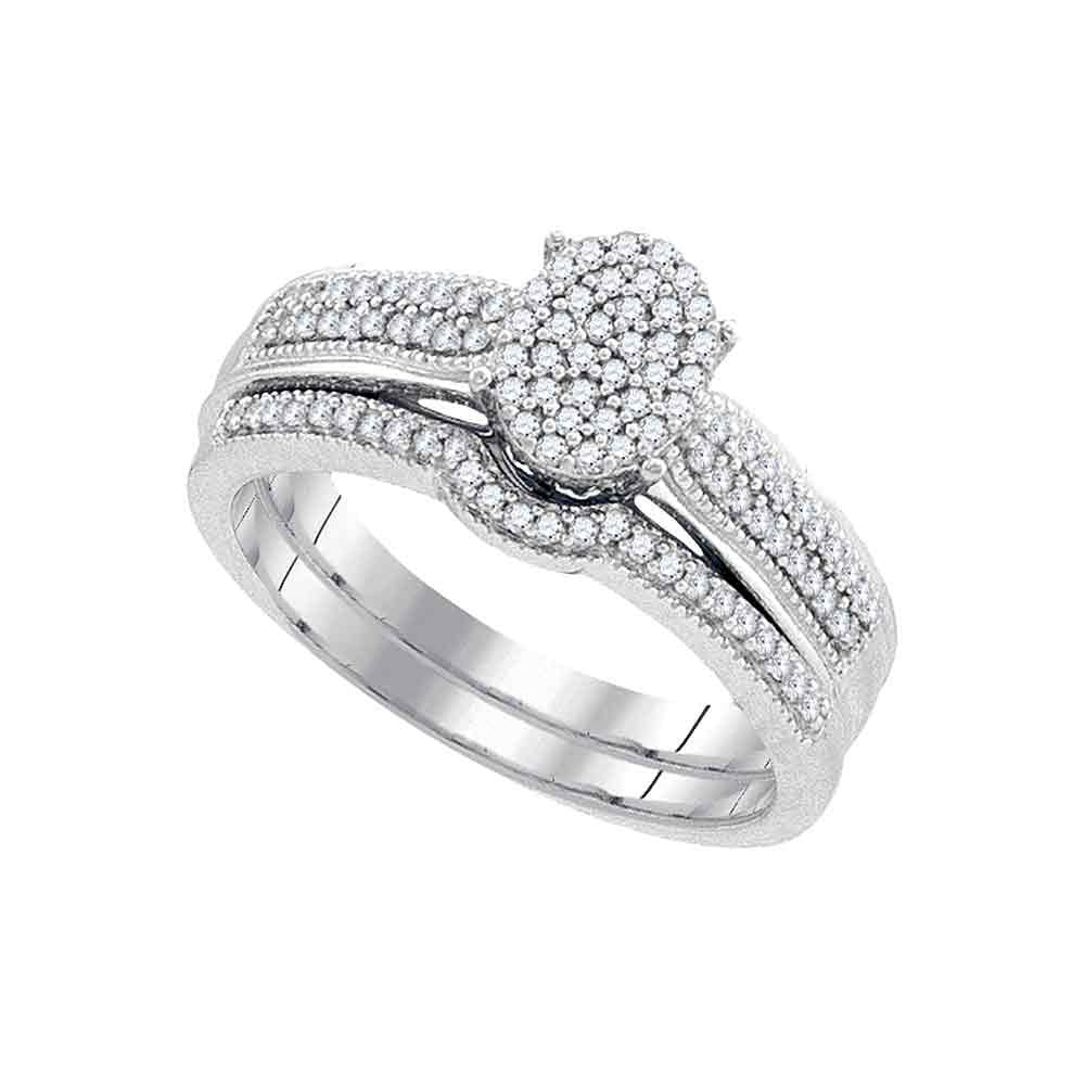 Wedding Collection | 10kt White Gold Round Diamond Bridal Wedding Ring Band Set 1/3 Cttw | Splendid Jewellery GND