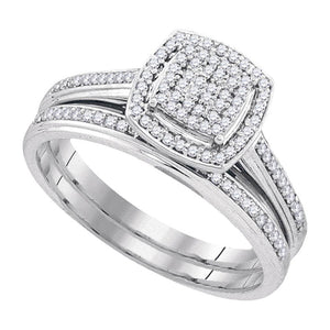 Wedding Collection | 10kt White Gold Round Diamond Bridal Wedding Ring Band Set 1/4 Cttw | Splendid Jewellery GND
