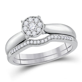 Eternal Radiance 10kt White Gold Diamond Bridal Wedding Ring Band Set Top View from Splendid Jewellery