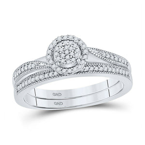 Wedding Collection | 10kt White Gold Round Diamond Bridal Wedding Ring Band Set 1/5 Cttw | Splendid Jewellery GND