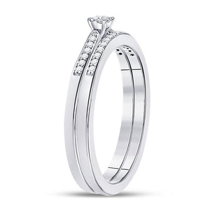 Wedding Collection | 10kt White Gold Round Diamond Bridal Wedding Ring Band Set 1/8 Cttw | Splendid Jewellery GND