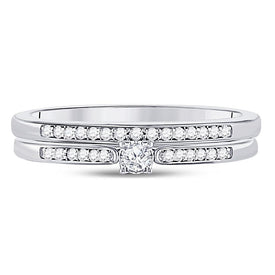 Eternal Love 10kt White Gold Diamond Bridal Wedding Ring Band Set Top View from Splendid Jewellery