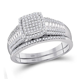 Eternal Love 10kt White Gold Diamond Bridal Wedding Ring Band Set Top View from Splendid Jewellery