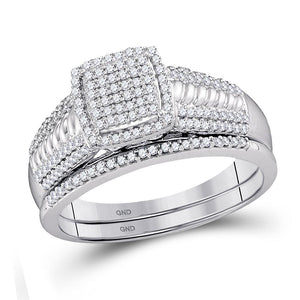 Wedding Collection | 10kt White Gold Round Diamond Bridal Wedding Ring Band Set 3/8 Cttw | Splendid Jewellery GND