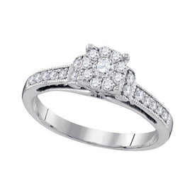 Radiant Love | 10kt White Gold Diamond Cluster Bridal Wedding Engagement Ring 1/2 Cttw Top View from Splendid Jewellery
