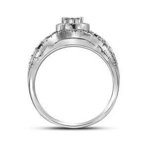 Wedding Collection | 10kt White Gold Round Diamond Cluster Bridal Wedding Engagement Ring 1/3 Cttw | Splendid Jewellery GND