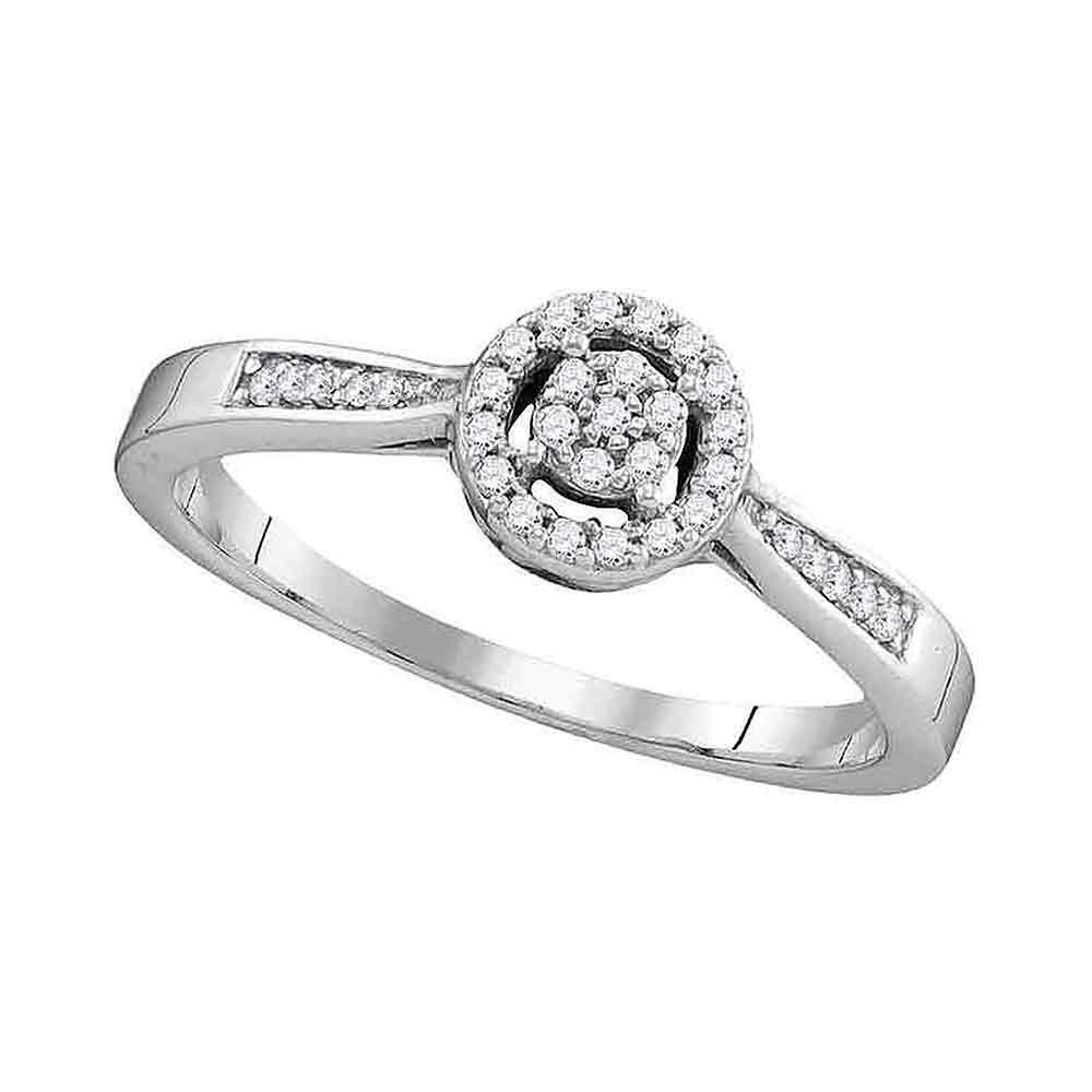 Wedding Collection | 10kt White Gold Round Diamond Cluster Bridal Wedding Engagement Ring 1/8 Cttw | Splendid Jewellery GND