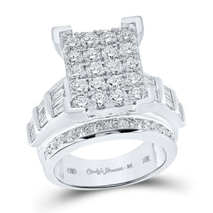 Wedding Collection | 10kt White Gold Round Diamond Cluster Bridal Wedding Engagement Ring 3 Cttw | Splendid Jewellery GND