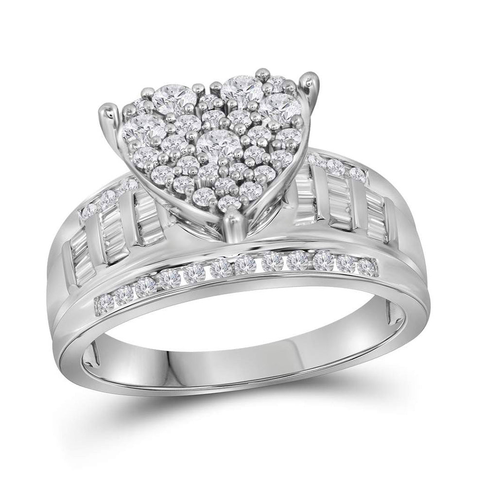 Wedding Collection | 10kt White Gold Round Diamond Heart Bridal Wedding Engagement Ring 1 Cttw | Splendid Jewellery GND