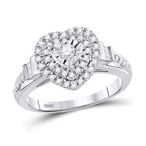 Wedding Collection | 10kt White Gold Round Diamond Heart Bridal Wedding Engagement Ring 1/2 Cttw | Splendid Jewellery GND